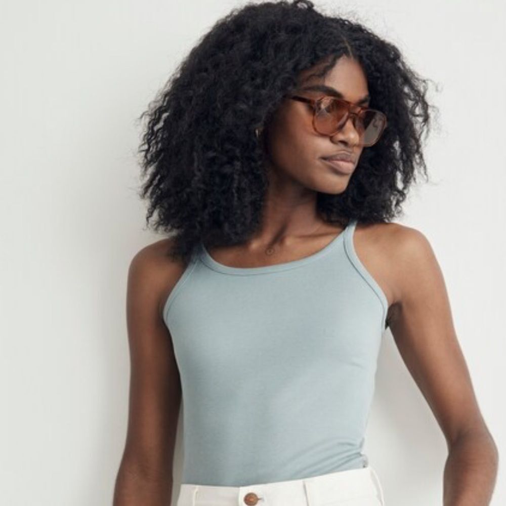 MADEWELL Supima Rib 90s Tank Top Overcast Blue Women’s Size Medium